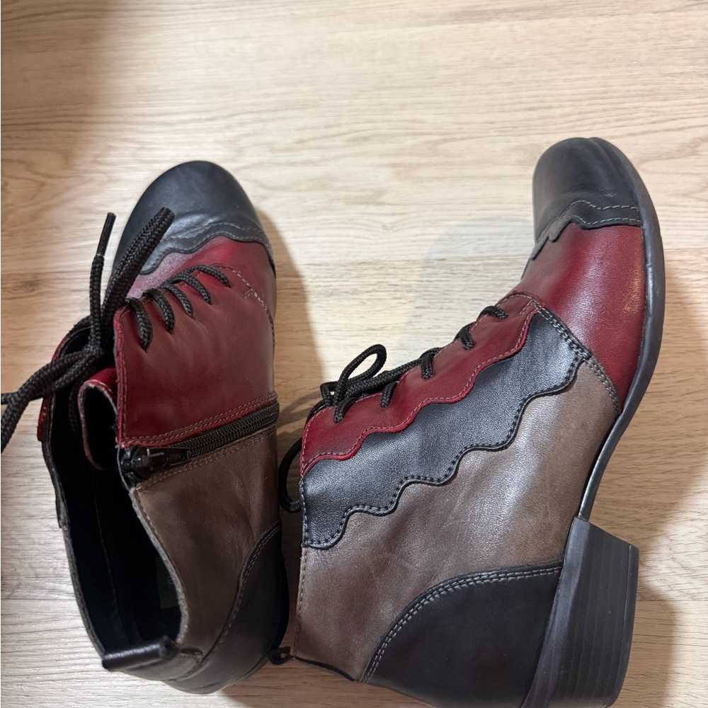 Remonte Patchwork Colorblock Leather Ankle Bootie… - image 1